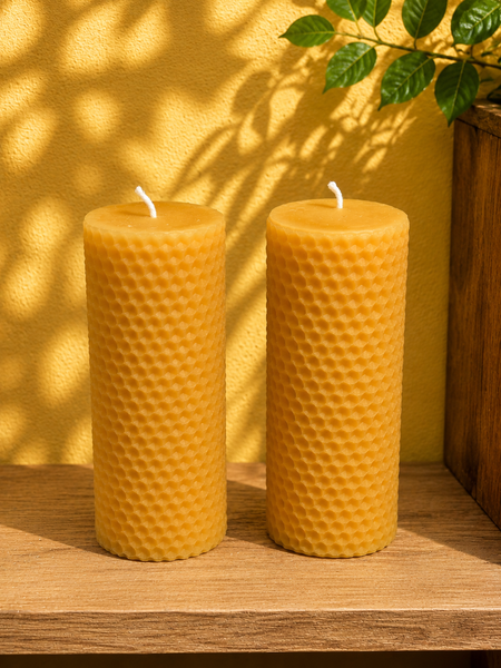 100% Beeswax textured Pillars