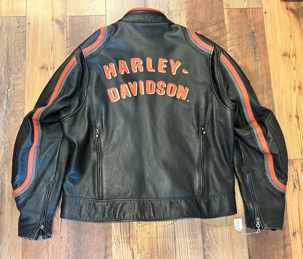 Vintage 2006 Harley-Davidson Black & Orange Leather Motorcycle Jacket – Men’s 2XL 2006 05