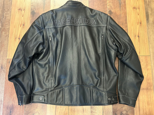 Harley-Davidson Black Leather Riding Jacket – Men’s 2XL – #97135-13VM