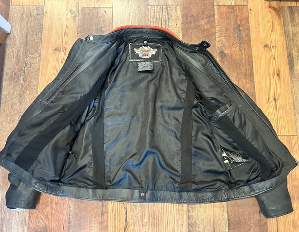 Vintage 2006 Harley-Davidson Black & Orange Leather Motorcycle Jacket – Men’s 2XL 2006 05