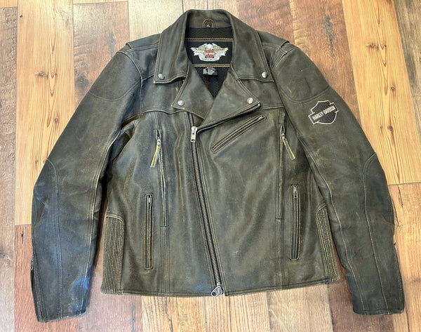 Harley-Davidson Vintage Distressed Leather Motorcycle Jacket – Men’s XL – #97111-09VM