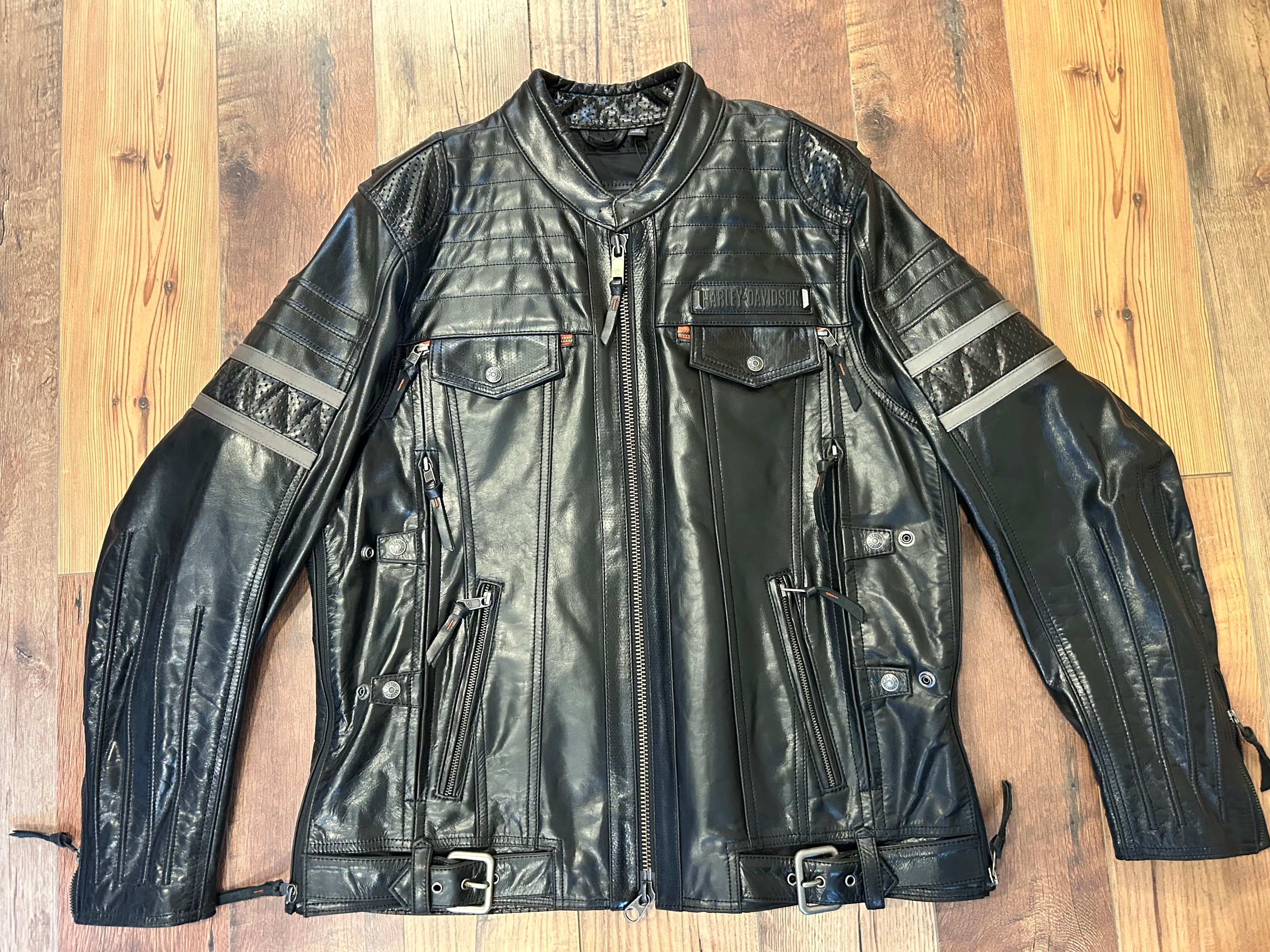 Harley-Davidson Black Leather Motorcycle Jacket – Men’s XL – NEW WITH TAGS     98023-18VM/Vt