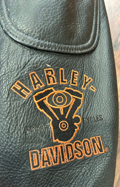 Vintage 2006 Harley-Davidson Black & Orange Leather Motorcycle Jacket – Men’s 2XL 2006 05