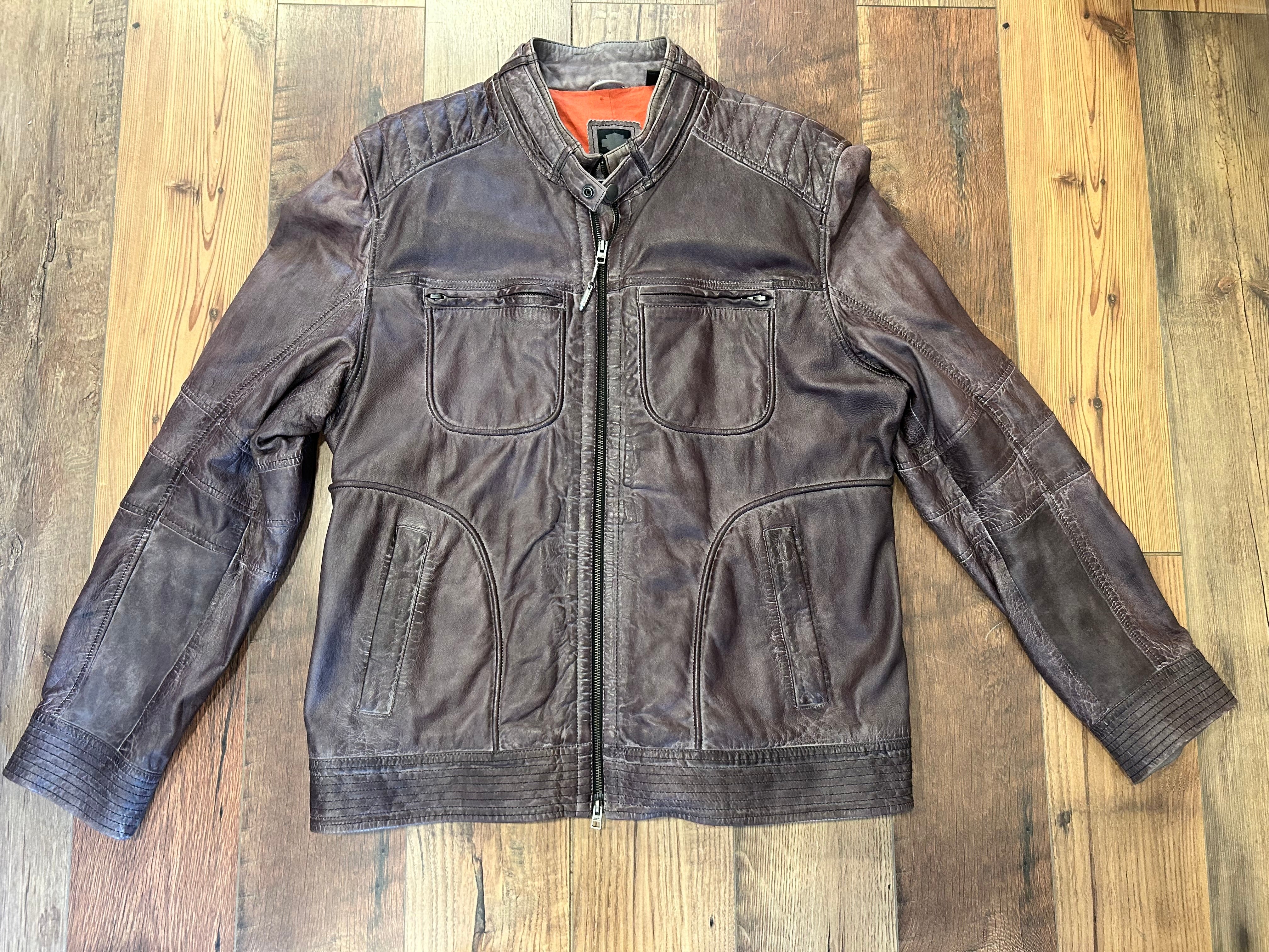 Harley-Davidson Distressed Brown Leather Jacket – Men’s 2XL