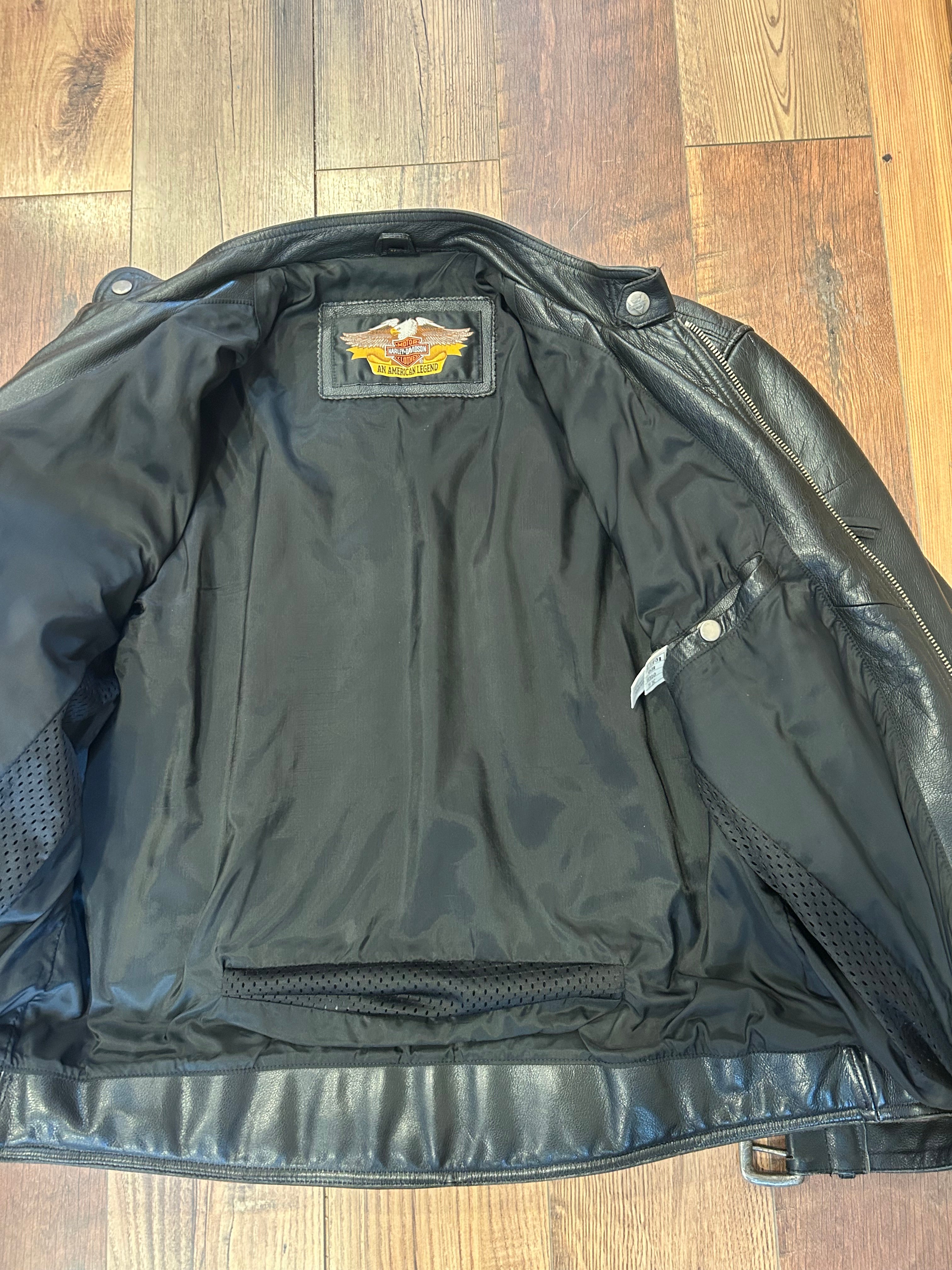 Harley-Davidson Genuine Leather Motorcycle Jacket – Men’s XL – Vintage Black