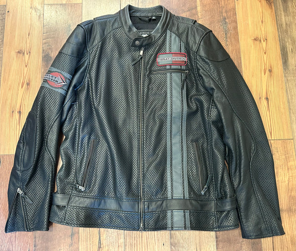 Harley-Davidson Perforated Leather Riding Jacket – Men’s 2XL Tall – #97099-18VM/VT
