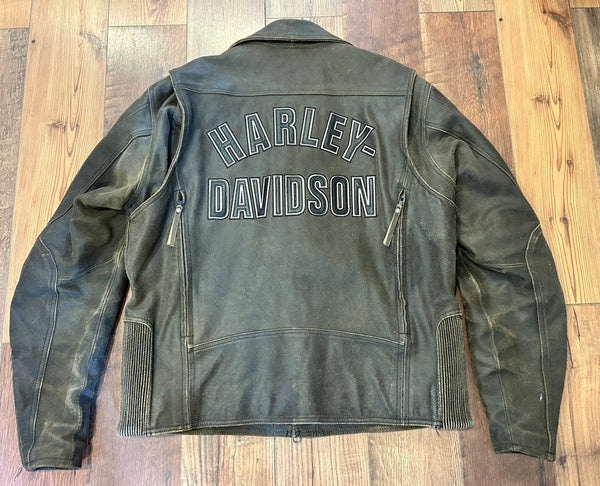 Harley-Davidson Vintage Distressed Leather Motorcycle Jacket – Men’s XL – #97111-09VM