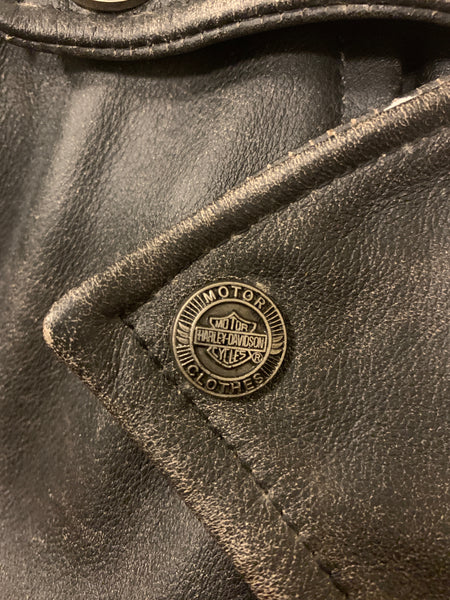 Harley Davidson Corral Distressed Black Leather Jacket (97001-04Vm) Men's Xl