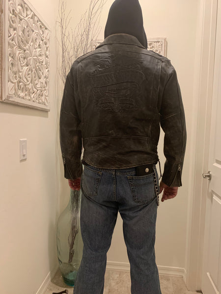 Harley Davidson Corral Distressed Black Leather Jacket (97001-04Vm) Men's Xl