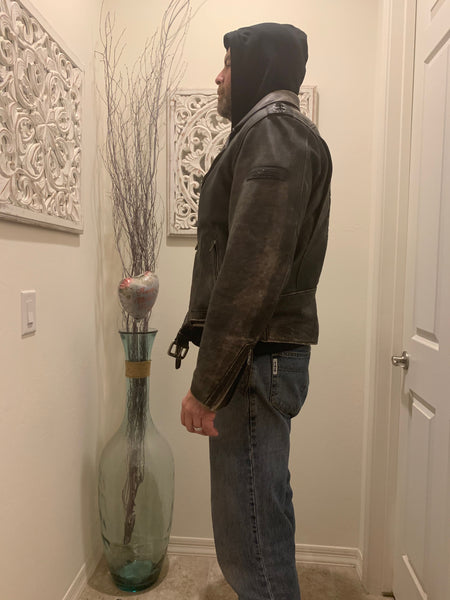 Harley Davidson Corral Distressed Black Leather Jacket (97001-04Vm) Men's Xl