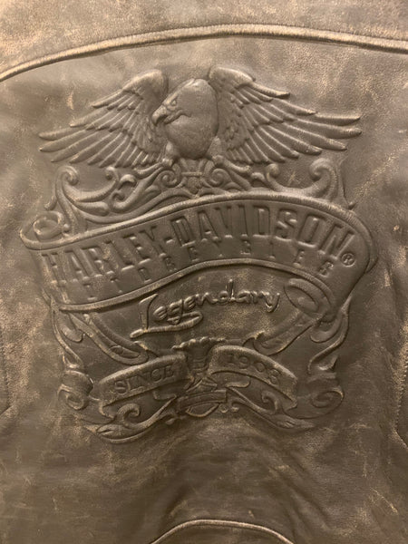 Harley Davidson Corral Distressed Black Leather Jacket (97001-04Vm) Men's Xl