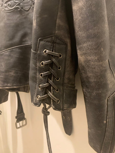 Harley Davidson Corral Distressed Black Leather Jacket (97001-04Vm) Men's Xl