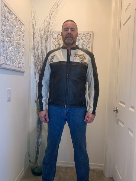 Harley Davidson Men REGULATOR Perforated Off-white Leather XL Jacket 97168-13VM