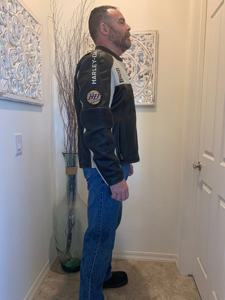 Harley Davidson Men REGULATOR Perforated Off-white Leather XL Jacket 97168-13VM