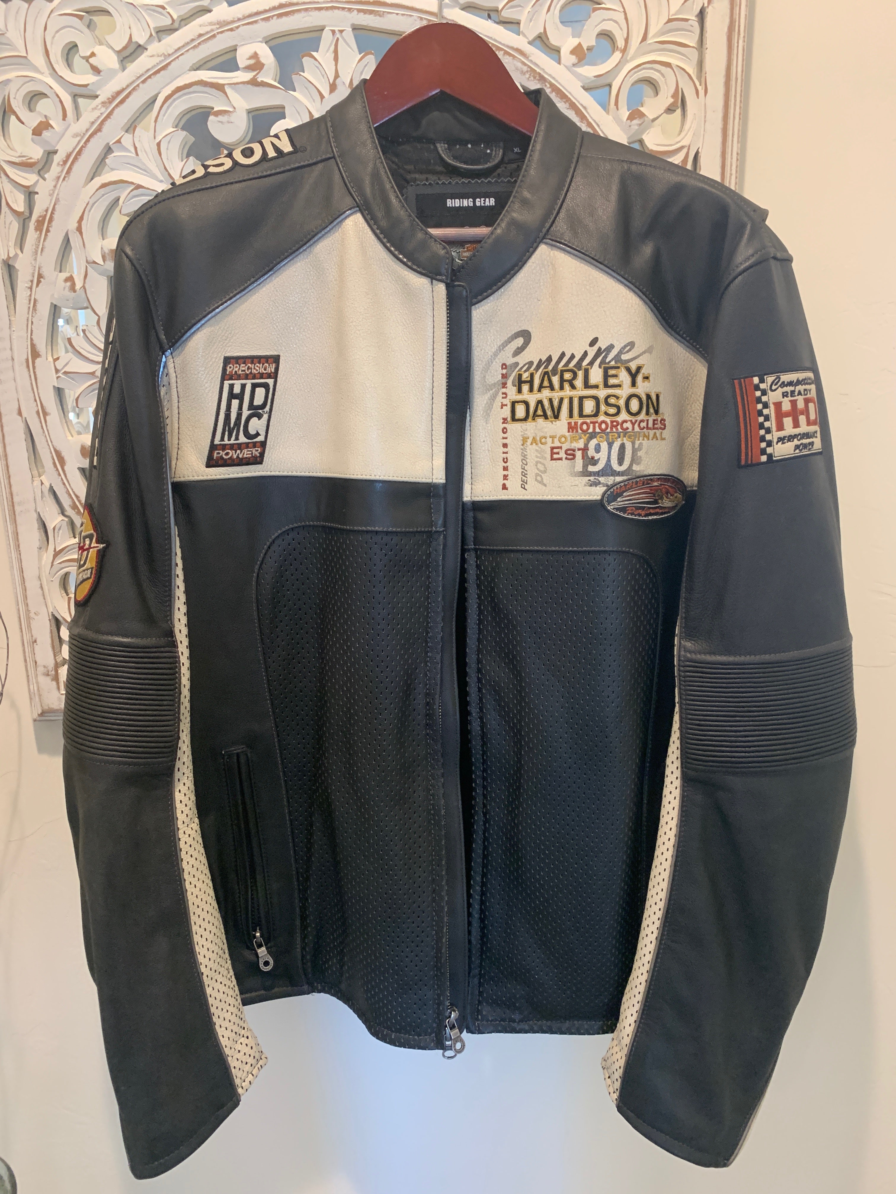 harley davidson riding gear jacket Harley Davidson Men REGULATOR Perforated Off-white Leather XL Jacket 97168-13VM