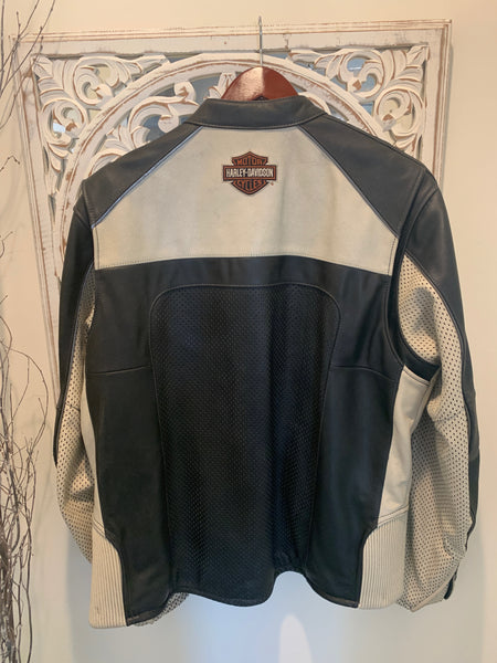 Harley Davidson Men REGULATOR Perforated Off-white Leather XL Jacket 97168-13VM