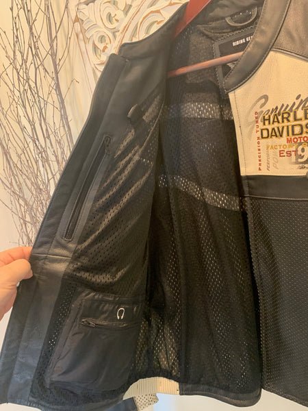 Harley Davidson Men REGULATOR Perforated Off-white Leather XL Jacket 97168-13VM