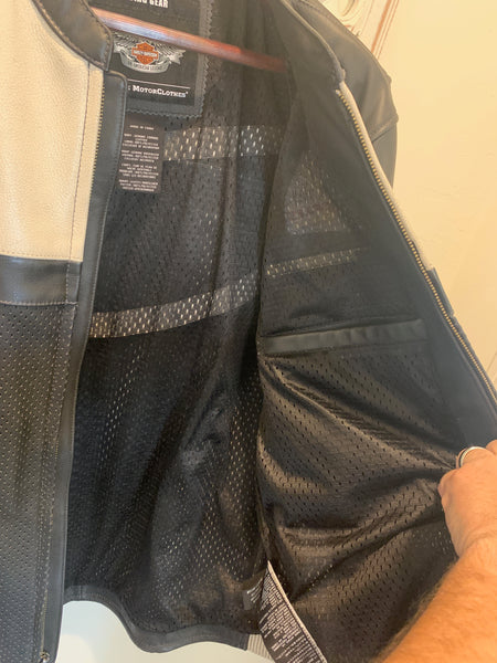 Harley Davidson Men REGULATOR Perforated Off-white Leather XL Jacket 97168-13VM