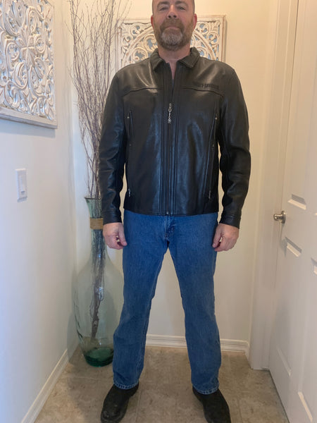 Harley Davidson Men’s METAL WARRIOR Leather Jacket 97182-10VM XL Black Tribal