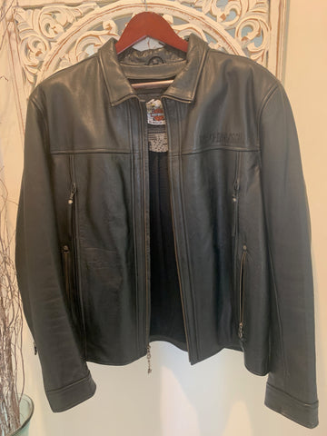 Harley Davidson Men’s METAL WARRIOR Leather Jacket 97182-10VM XL Black Tribal