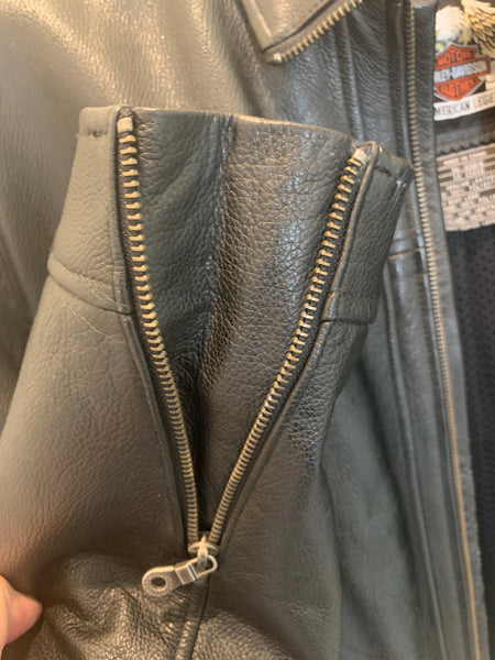 Harley Davidson Men’s METAL WARRIOR Leather Jacket 97182-10VM XL Black Tribal