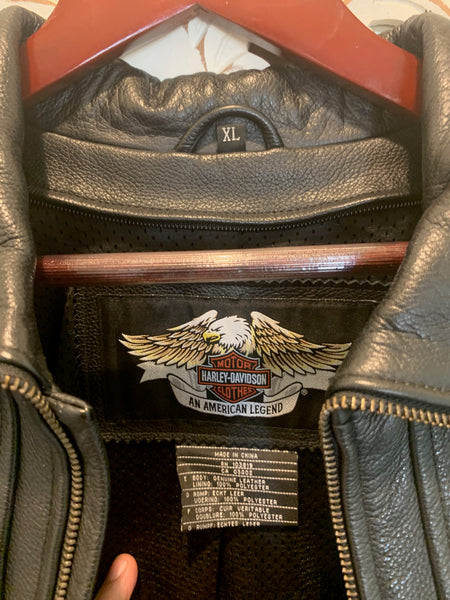 Harley Davidson Men’s METAL WARRIOR Leather Jacket 97182-10VM XL Black Tribal