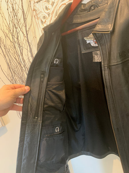 Harley Davidson Men’s METAL WARRIOR Leather Jacket 97182-10VM XL Black Tribal